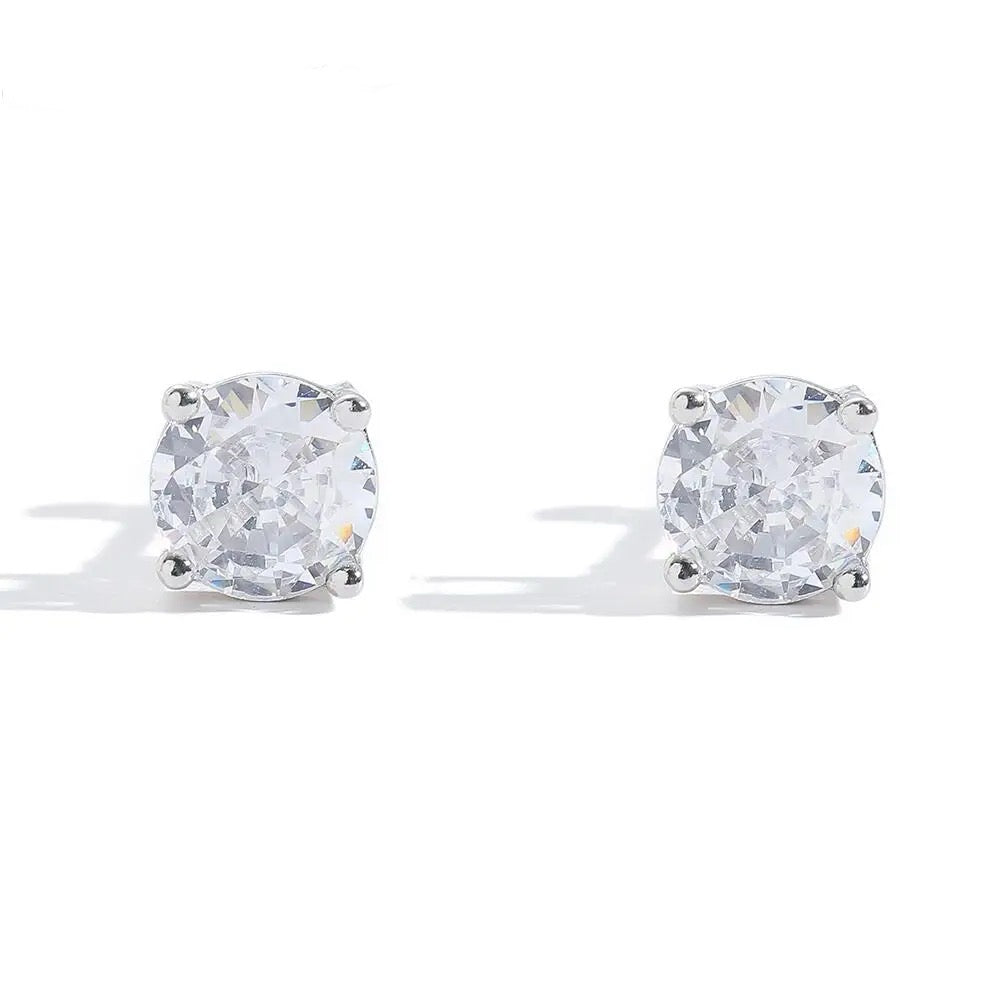 Orecchini Donna Argento Sterling 925 Con Zircone Cubico Taglio Principessa 8mm - Solitari Eleganti Ipoallergenici - Silver Diva - 3