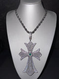 Collana con Croce Gigante GOTIC Pietra VERDE Luxury