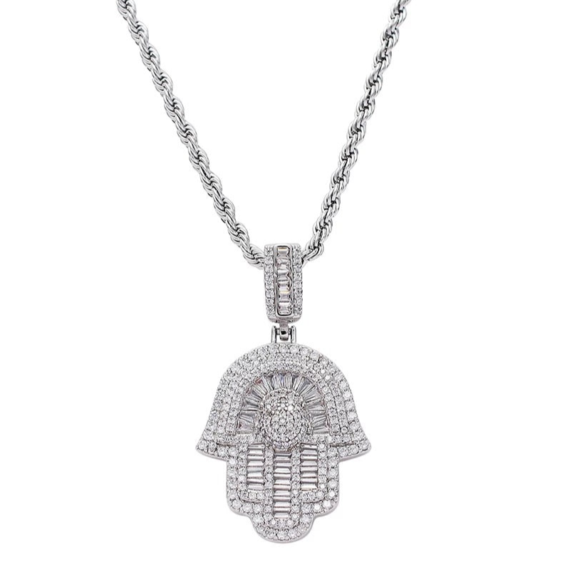 Collana Mano Di Fatima In Argento 925 Con Occhio E Zirconia Cubica - Gioiello Protettivo Donna - 4