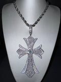 Collana con Croce Gigante GOTIC Pietra AZZURRA Luxury