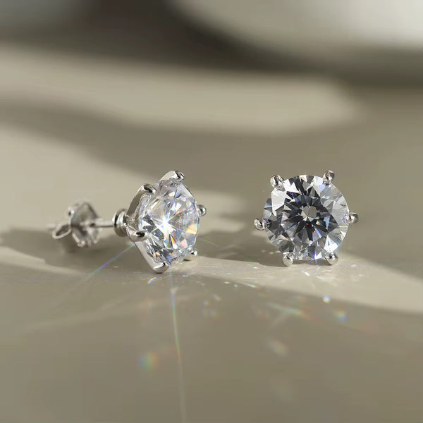 Orecchini DIAMOND VVS1 8mm MOISSANITE CERTIFICATA Argento 925