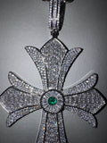 Collana con Croce Gigante GOTIC Pietra VERDE Luxury