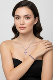 SET PROMO Collana Croce Viola + Bracciale Tennis Viola Luxury
