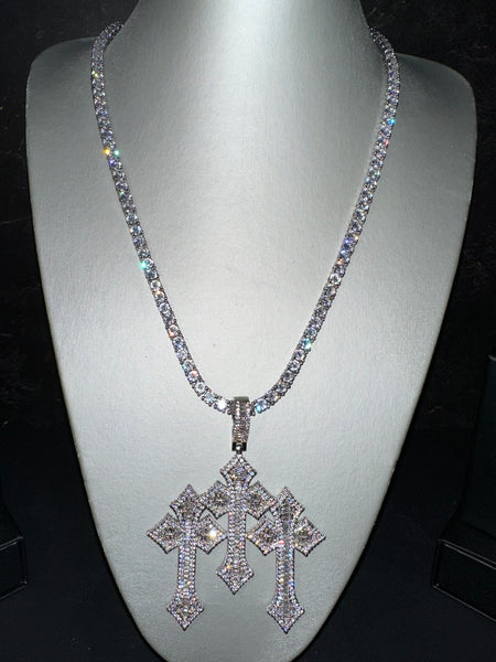 SET Collana Tennis 5MM + Croce GOTIC TRIPLA Luxury